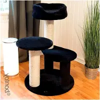 Markenlos Kratzbaum Kimba XXL - 93 cm hoch - Katzenbaum in Schwarz - Mittelgroßer Kratzbaum - 12 cm Sisalstämme