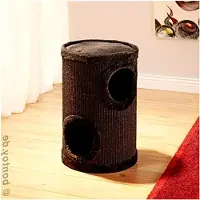 Markenlos Katzenturm Buddy mit 2 Höhlen schwarz 58 cm