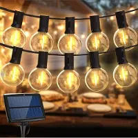 Topchances LED Lichterkette Außen Solar Glühbirnen G40 Wasserdichte für Garten, Hochzeit, Balkon, Haus, Party, Weihnachten Deko, Warmweiß mit 25 Stück Glühbirnen (25 LED)