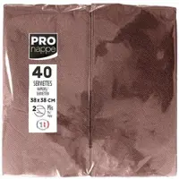 PROnappe SV623911I 30x Tissue-Servietten, Packung mit 40 Stück, mikrogeprägt, 2-lagig, 1/8 Kopffalz, 38x38 cm Schokolade