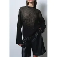French Connection Kady Glitter Ombre Jumper Black Gold Größe: S | Longsleeves Outlet | Damen | Schwarz