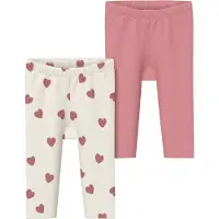s.Oliver 2er-Pack Leggings Herzen, natur | rosa, 92
