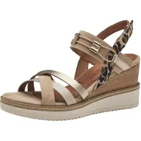 Tamaris Sandalen Braun, 8 cm Keilabsatz, offene Ferse, runde Zehenpartie, Riemenverschluss