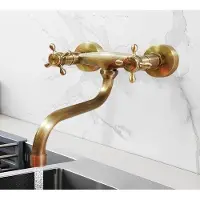 OEM Drehbare Wandmontage-Küchenarmatur - Retro-Design - Messing Antik