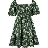 Apricot Minikleid "Gesmoktes Minikleid aus Baumwollpopeline" mit floralem Muster