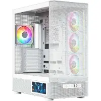 Modecom Volcano AQ400 ARGB Weiß, Midi Tower, ATX, 4 ARGB Lüfter, Glasfenster, Mesh, Vertikale GPU-Montage, passend für High-End Komponenten, Weiß