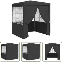 The Living Store Profi-Partyzelt mit Seitenwänden 2×2m Anthrazit 90 g/m²