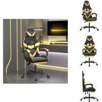 vidaXL Gaming-Stuhl mit Fußstütze Drehbar Schwarz & Golden Kunstleder - Gaming-Sessel