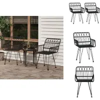 vidaXL Gartenstühle 2 Stk. mit Armlehnen Schwarz 56x64x80 cm PE-Rattan - Gartenstühle