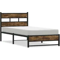 vidaXL Metallbett ohne Matratze Räuchereiche 90x200 cm
