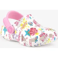 Coqui Leichte und bequeme Kinder Clogs mit Prinzessinnen-Königreich-Aufdruck und elastischem Fersenriemen