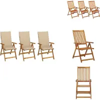 vidaXL Klappbare Gartenstühle 3 Stk. mit Auflagen Massivholz Akazie - Gartenstühle