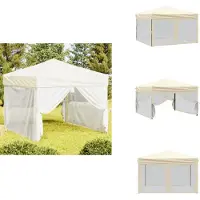 vidaXL Partyzelt Faltbar mit Seitenwänden Creme 3x3 m - Pavillons & Partyzelte