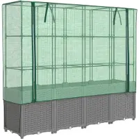 vidaXL Hochbeet mit Gewächshaus-Aufsatz Rattan-Optik 160x40x153 cm
