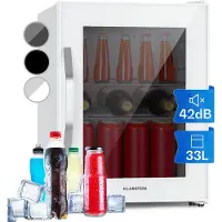 Klarstein Mini Kühlschrank mit Glastür, Mini-Kühlschrank für Zimmer, Getränkekühlschrank Klein mit Verstellbaren Ablagen, Kleiner Kühlschrank 33 Liter, Indoor/Outdoor Kühlschrank Leise