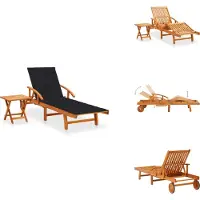 vidaXL Sonnenliege mit Tisch und Auflage Akazie Massivholz - Sonnenliegen