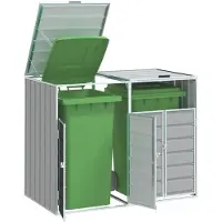 vidaXL Mülltonnenbox für 2 Tonnen Grau 144x81x113 cm Stahl