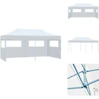 vidaXL Pop-Up Partyzelt mit Seitenwänden Faltbar 3 x 6 m Stahl Weiß - Pavillons & Partyzelte
