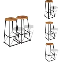 vidaXL Barhocker 2 Stk. Massivholz Teak - Barhocker