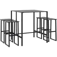 vidaXL 5-tlg. Gartenbar-Set Schwarz Pulverbeschichteter Stahl