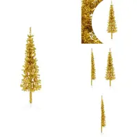 vidaXL Künstlicher Halb-Weihnachtsbaum mit Ständer Schlank Gold 120 cm - Weihnachtsbäume