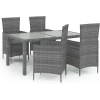 vidaXL 5-tlg. Garten-Essgruppe mit Kissen Poly Rattan Grau