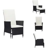 vidaXL Garten-Liegestuhl mit Auflagen Poly Rattan Schwarz - Gartenstühle