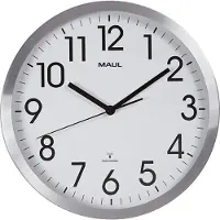 MAUL Wanduhr MAULmove Ø 30.5 x 5 cm funkgesteuert Aluminium 1 x AA (1.5 V) weiß silber