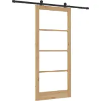vidaXL Schiebetür ORKDAL Natürlich und Schwarz 93 x 211 cm
