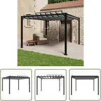 The Living Store Pavillon mit Lamellendach 3x3 m Anthrazit Stoff und Aluminium