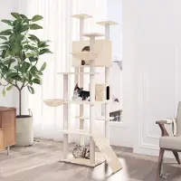 vidaXL "2026 Promotion" Kratzbaum - Kleintierhaus - mit Sisal-Kratzsäulen Creme 191 cm - Kleintier-Ställe C23