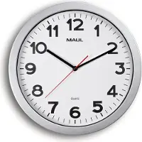 MAUL Wanduhr MAULstep Ø 35 x 5 cm Kunststoff 1 x AA (1.5 V) silber