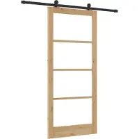 vidaXL Schiebetür ORKDAL Natürlich und Schwarz 93 x 211 cm