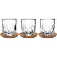 Leonardo Gläser-Set "Kaffee-Set GOCCE, 220 ml, 6-teilig" 3 Gläser mit unterschiedlichem Tropfenrelief, inkl. Kork-Untersetzer