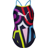 Puma Badeanzug "SWIM GIRLS PLACED PRINT SWIMSUIT" mit Big-Wording und Logoprint