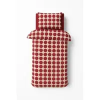 Benetton - 3-teiliges Einzelbett-Set (Bettbezug 150x220cm, Spannbettlaken 90x200cm und Kissenbezug 50x50cm) 100% Baumwolle Rot