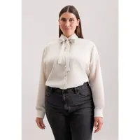 Seidensticker Hemdbluse "Schwarze Rose", Damen, Gr. 4XL (48), beige (off, weiß), 71% Viskose, 29% Polyester, gestreift, regular fit, ohne Ausschnitt, Blusen Hemdbluse, 1/1 Kragen Gestreift