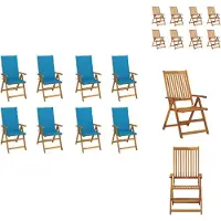 vidaXL Klappbare Gartenstühle mit Kissen 8 Stk. Massivholz Akazie - Gartenstühle