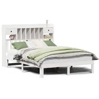 vidaXL Massivholzbett mit Regal ohne Matratze Weiß 140x190 cm Kiefer