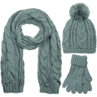 StyleBREAKER "Strick Schal, Mütze & Handschuh Set mit Zopfmuster" 3 Stk.