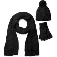 StyleBREAKER "Strick Schal, Mütze & Handschuh Set mit Zopfmuster" 3 Stk.