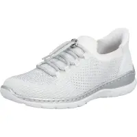 Rieker Damen Slipper Sock Sneaker mit Strass und Metallic Glanz L3261, Größe:38 EU, Farbe:Silber