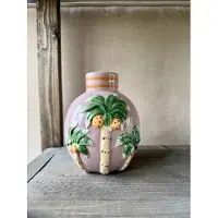 Life Deco Vase ''Palm Tree'' in Pink/ Grün - (B)14 x (H)16 x (T)13 cm - onesize