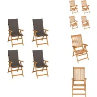 vidaXL Gartenstühle 4 Stk. mit Taupe Kissen Massivholz Teak - Gartenstühle