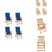 vidaXL Gartenstühle 4 Stk. mit Königsblauen Kissen Massivholz Teak - Gartenstühle