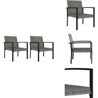 vidaXL Garten-Essstühle 2 Stk. Poly Rattan Grau - Gartenstühle