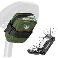 RockBros 16-in-1 Multitool Fahrrad Reparaturset mit Mini Fahrradsatteltasche kompakt leicht für Rennrad MTB Grün