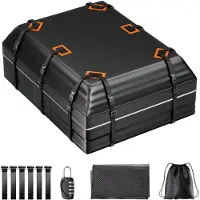 Markenlos Dachgepäckträger, wasserdichte, strapazierfähige PVC-Dachbox 21 Kubikfuß, geeignet für alle Fahrzeuge mit/ohne Trägersystem, mit rutschfester Matte, verstärkten Gurten, 6 Türhaken und Gepäckschloss.
