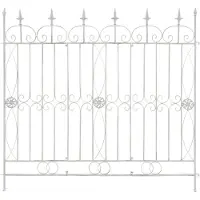DELUKE Gartenzaun LINUS Antik - 124x1x116cm, Metall, Antik-Weiß | Steckzaun Element Rankzaun Eisen