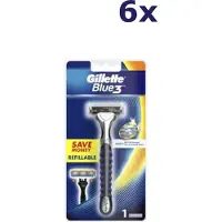 Gillette 6x Blue3 - scheerapparaat + 1 navulmesjes